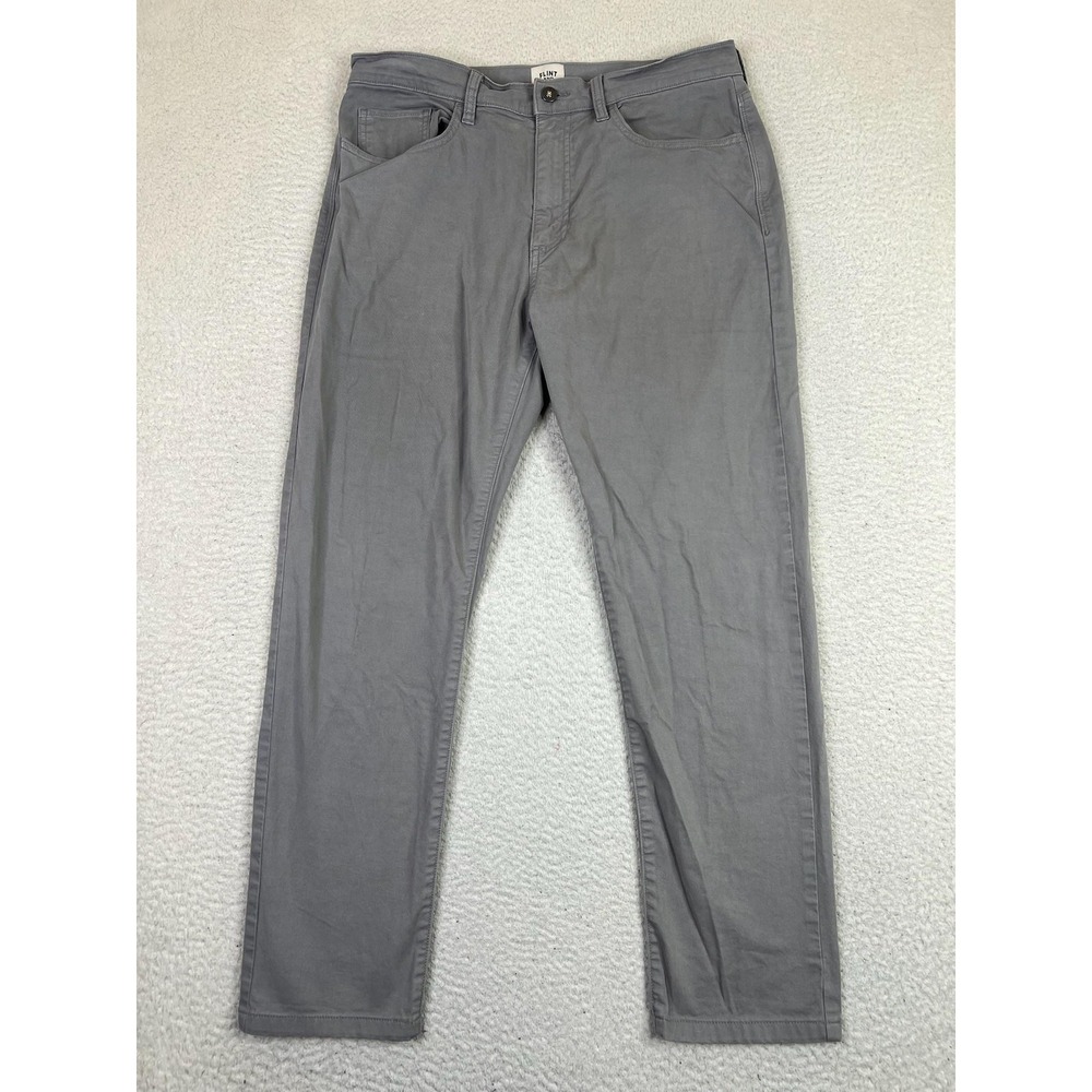 Flint and Tinder Mens Gray Tapered Fit 5-Pocket Chino Pants 32x32 Fits 34x30